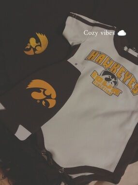 Iowa Hawkeyes Kids White & Gold One-Piece Bodysuit